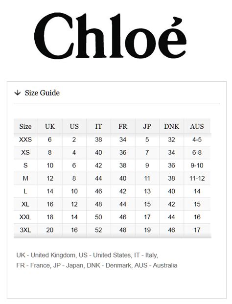 chloe size guide|chloe eboutique size chart.